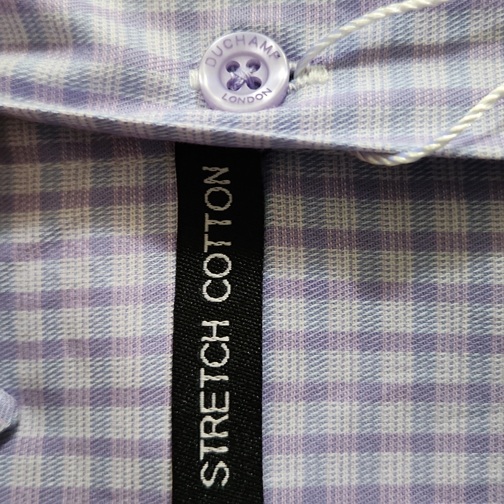 Duchamp London Men Luxury Purple White Shirt Long Sleeve Slim Fit Cotton XXL (18 - Picture 12 of 13